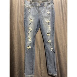 Torrid Premium Distressed Skinny Jeans Ripped Denim Blue Plus Size 14‎